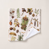 モノグラムのヴィンテージ松の森の宝物模様 バスタオルセット (ウォッシュタオル)