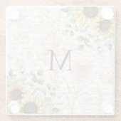 モノグラムのヴィンテージ素朴ひまわり ガラスコースター (裏面)