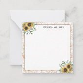 モノグラムのヴィンテージ素朴ひまわり ノートカード (正面)