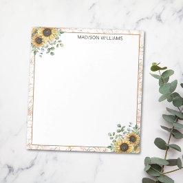 モノグラムのヴィンテージ素朴ひまわり ノートパッド