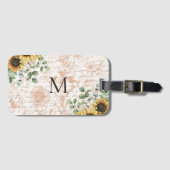 モノグラムのヴィンテージ素朴ひまわり ラゲッジタグ (正面横)