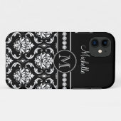 モノグラムの一流の白黒のダマスク織のiPhone 5の場合 Case-Mate iPhoneケース (裏面(横))