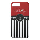 モノグラムの一流の赤い黒のストライプパターン Case-Mate iPhoneケース (裏面)