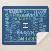 モノグラムの一流の雲の青 シェルパブランケット (正面(横))