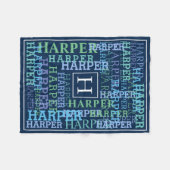 モノグラムの一流の雲海軍色 フリースブランケット (正面(横))