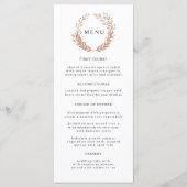 モノグラムの付いた金の枝のリース。結婚式 メニュー (正面)