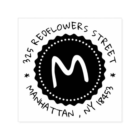 モノグラムの住所スタンプ セルフインキングスタンプ (デザイン)