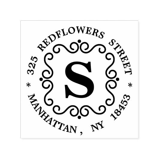 モノグラムの住所スタンプ セルフインキングスタンプ (デザイン)