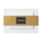 モノグラムの光沢がある金ゴールドのグリッターの封筒の腹バンド 招待状ベリーバンド (正面例)