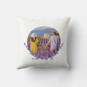 モノグラムの入ったラベンダーの水彩プリントの枕 クッション (裏面)