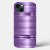 モノグラムの入った光沢のあるメタリックパープルのストライプ iPhoneケース Case-Mate iPhoneケース (裏面)