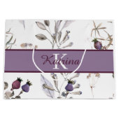 モノグラムの入った水彩花柄のギフトバッグ ラージペーパーバッグ (正面)