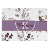 モノグラムの入った水彩花柄ギフトバッグ ラージペーパーバッグ (裏面)