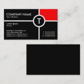 モノグラムの円の十字の(赤い) -黒 名刺 (正面/裏面)