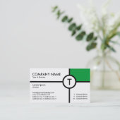 モノグラムの円の十字(草色) -白 名刺 (スタンド正面)