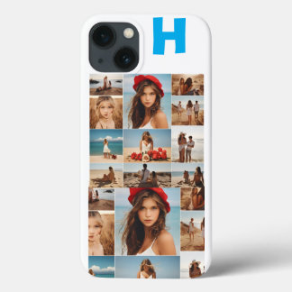 モノグラムの写真コラージュ7パーソナライズされた,エレガント iPhone 13ケース