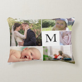 モノグラムの写真撮影家族のコラージュ アクセントクッション