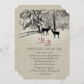 モノグラムの冬の鹿 招待状 (正面/裏面)