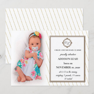 モノグラムの出産の発表 招待状