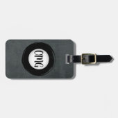 モノグラムの動揺して黒と白グランジ モダン ラゲッジタグ (正面横)