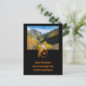 モノグラムの卵の写真に巣を作る愛らしい英国フクロウ インビテーションポストカード (スタンド正面)