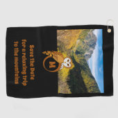 モノグラムの卵の写真に巣を作る愛らしい英国フクロウ ゴルフタオル (横)