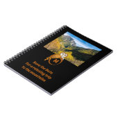 モノグラムの卵の写真に巣を作る愛らしい英国フクロウ ノートブック (左側)