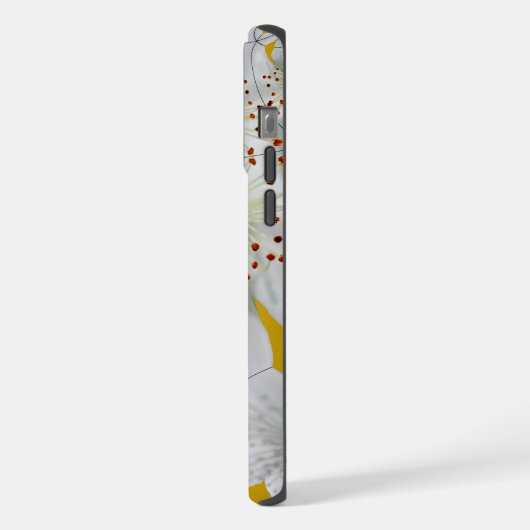 モノグラムの可愛いエレガントフローラアートオレンジイエロー iPhoneケース (左側面)