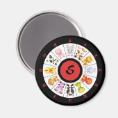 モノグラムの可愛い中国の〔占星術の〕十二宮図 マグネット (正面/裏面)