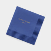 モノグラムの名前シンプルエレガントな結婚式 | ネイビー金ゴールド 箔ナプキン (左)