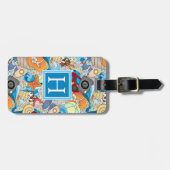 モノグラムの夏のおもしろいパターン ラゲッジタグ (正面横)