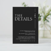 モノグラムの大人っぽい黒白の結婚式の詳細 エンクロージャーカード (スタンド正面)