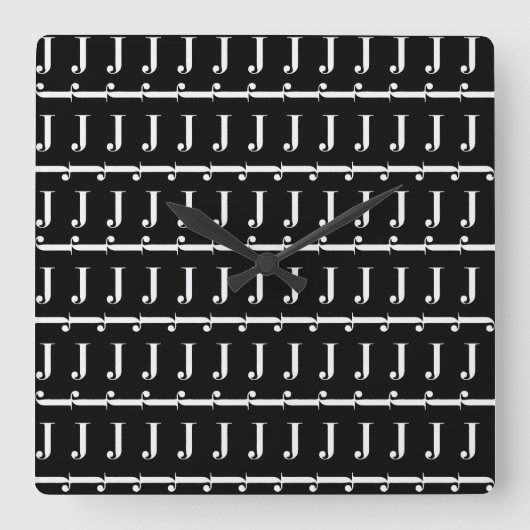 モノグラムの大文字Jは、背景色を選びます スクエア壁時計 (正面)