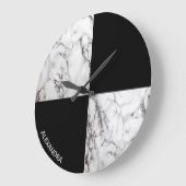 モノグラムの大理石の幾何学模様 ラージ壁時計 (傾斜)