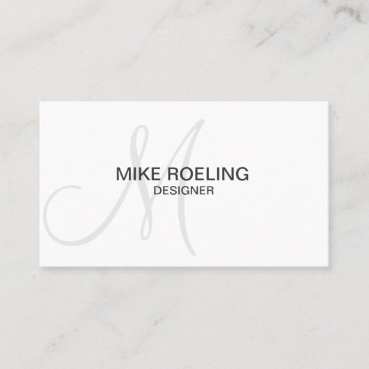 モノグラムの専門のエレガントでモダンな灰色 名刺 (正面)