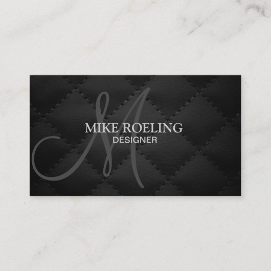 モノグラムの専門のエレガントでモダンな革 名刺 (正面)