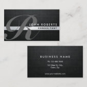 モノグラムの専門のエレガントでモダンな黒 名刺 (正面/裏面)