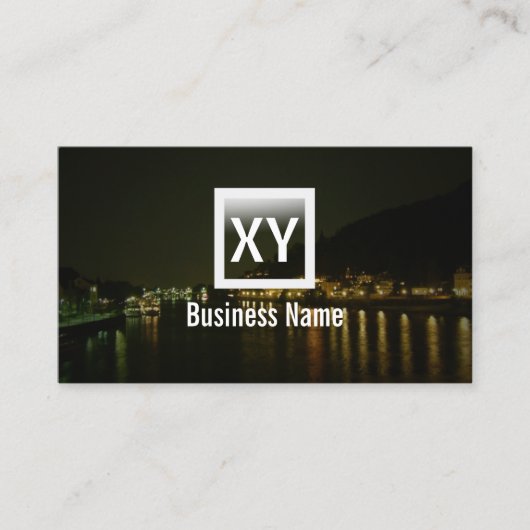 モノグラムの川夜眺めの写真撮影 名刺 (正面)