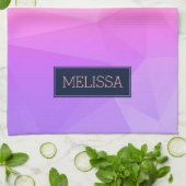 モノグラムの幾何モダンパターン紫とピンク キッチンタオル (折り畳み)