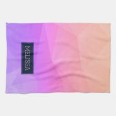 モノグラムの幾何モダンパターン紫とピンク キッチンタオル (横)