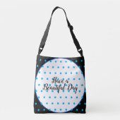 モノグラムの幾何学的で黒く青い水玉模様 クロスボディバッグ (裏面)