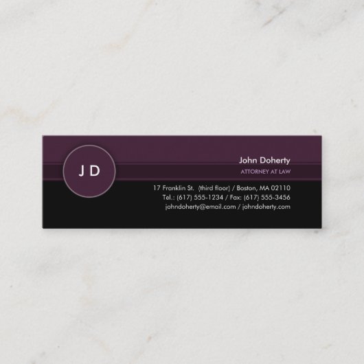 モノグラムの弁護士-名刺 スキニー名刺 (正面)