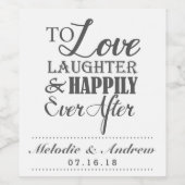 モノグラムの後ずっと幸せに笑いを愛結婚する ワインラベル (シングルラベル)