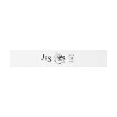 モノグラムの手描きの黒と白の結婚式 招待状ベリーバンド (フラット)