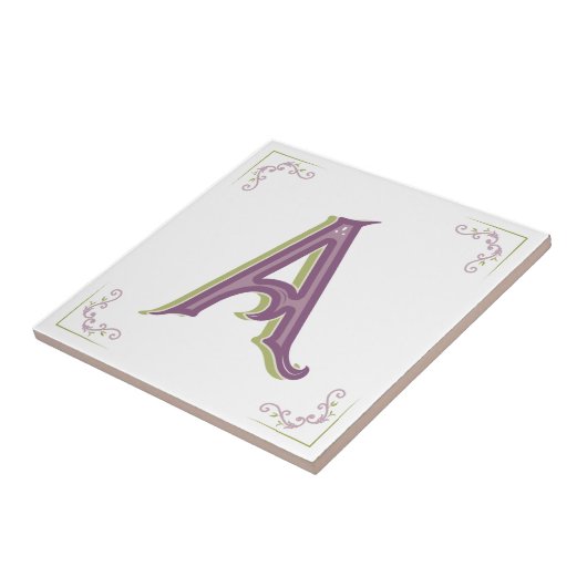 モノグラムの手紙Aのエレガントなヴィンテージのスタイル タイル (側面)