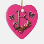 モノグラムの手紙B -ハートのオーナメント セラミックオーナメント (右)
