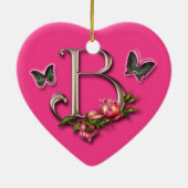 モノグラムの手紙B -ハートのオーナメント セラミックオーナメント (裏面)