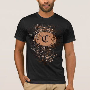 モノグラムの手紙Cが付いているヴィンテージパターン Tシャツ