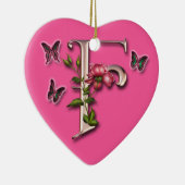 モノグラムの手紙F -ハートのオーナメント セラミックオーナメント (右)