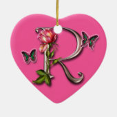 モノグラムの手紙R -ハートのオーナメント セラミックオーナメント (裏面)